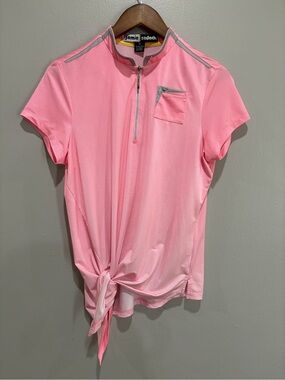 Jamie Sadock Pink Short-Sleeve Golf Top with 1/4 Zip size Medium